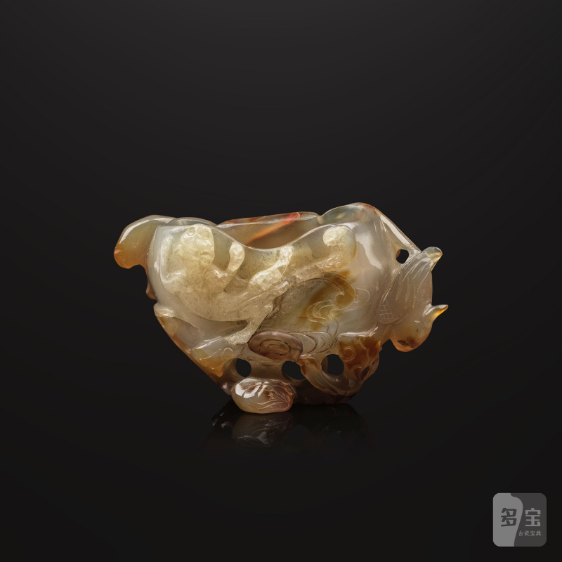十七/十八世紀 瑪瑙螭龍靈芝洗 及 水晶雙螭耳盃 | RINCE-PINCEAUX EN AGATE ET COUPE EN CRISTAL DE ROCHE - 图10